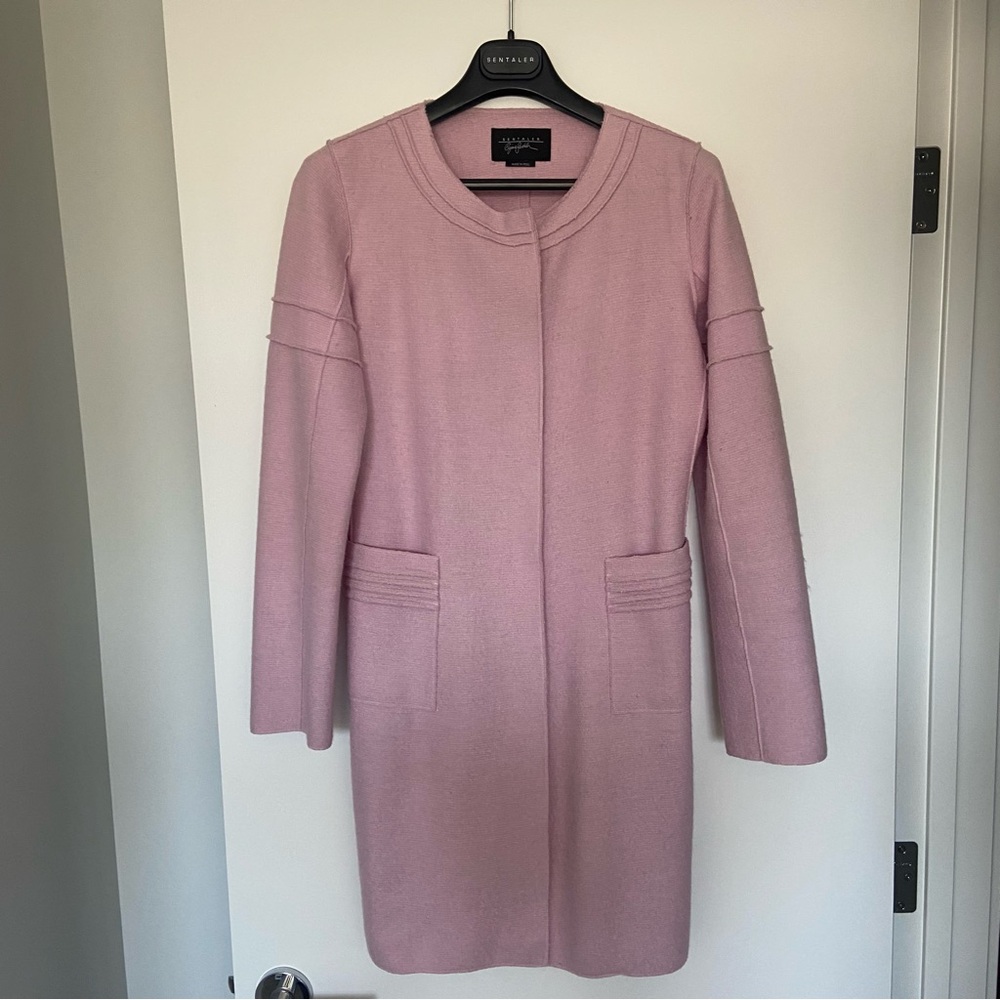 Sentaler Alpaca Wool Coat XS Pink Lightweight Coat Luxury Designer EUC - Picture 9 of 10